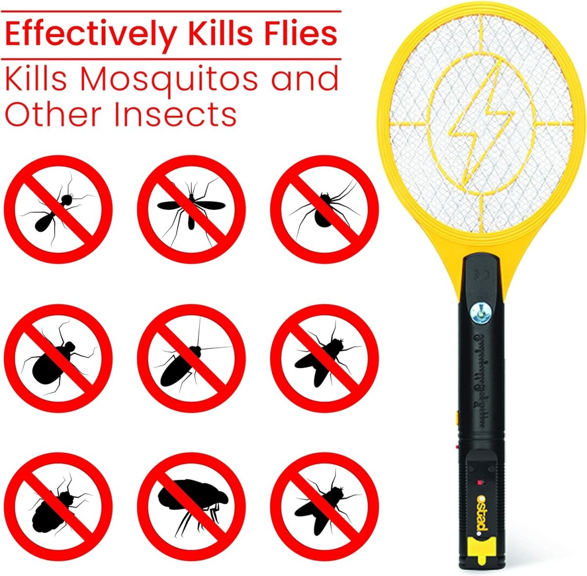 Electric Fly Swatter Racket - Indoor Bug Zapper for Home, Fly Zapper, Mosquito Killer, Gnat Control, Pest Insect Catcher, Fly Swatter & Bug Zapper Outdoor, Indoor Mosquito Zapper - Soap Boss