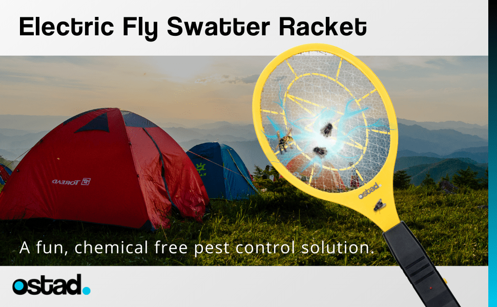 Electric Fly Swatter Racket - Indoor Bug Zapper for Home, Fly Zapper, Mosquito Killer, Gnat Control, Pest Insect Catcher, Fly Swatter & Bug Zapper Outdoor, Indoor Mosquito Zapper - Soap Boss