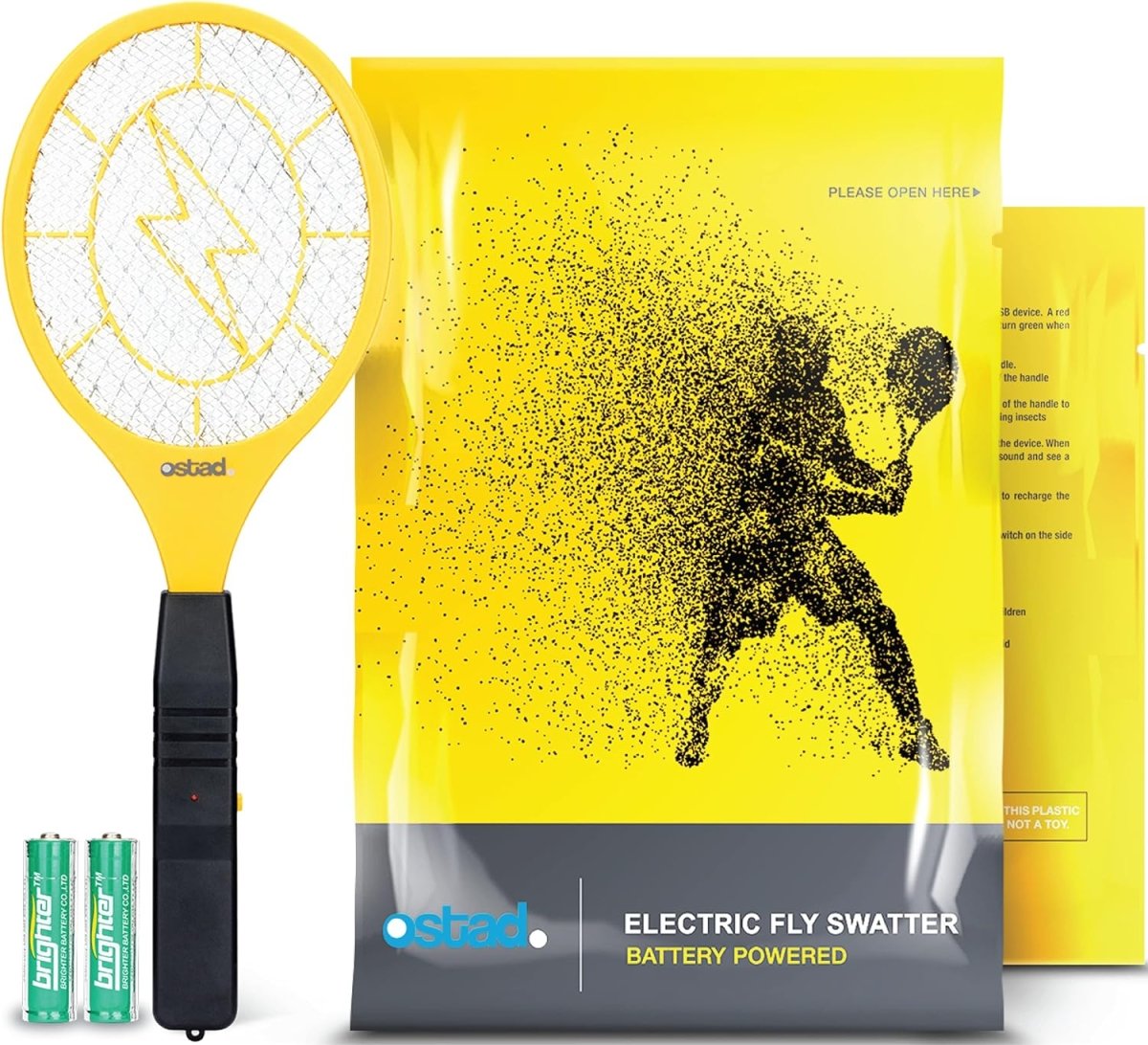 Electric Fly Swatter Racket - Indoor Bug Zapper for Home, Fly Zapper, Mosquito Killer, Gnat Control, Pest Insect Catcher, Fly Swatter & Bug Zapper Outdoor, Indoor Mosquito Zapper - Soap Boss