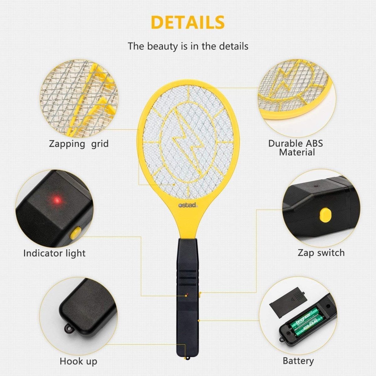 Electric Fly Swatter Racket - Indoor Bug Zapper for Home, Fly Zapper, Mosquito Killer, Gnat Control, Pest Insect Catcher, Fly Swatter & Bug Zapper Outdoor, Indoor Mosquito Zapper - Soap Boss