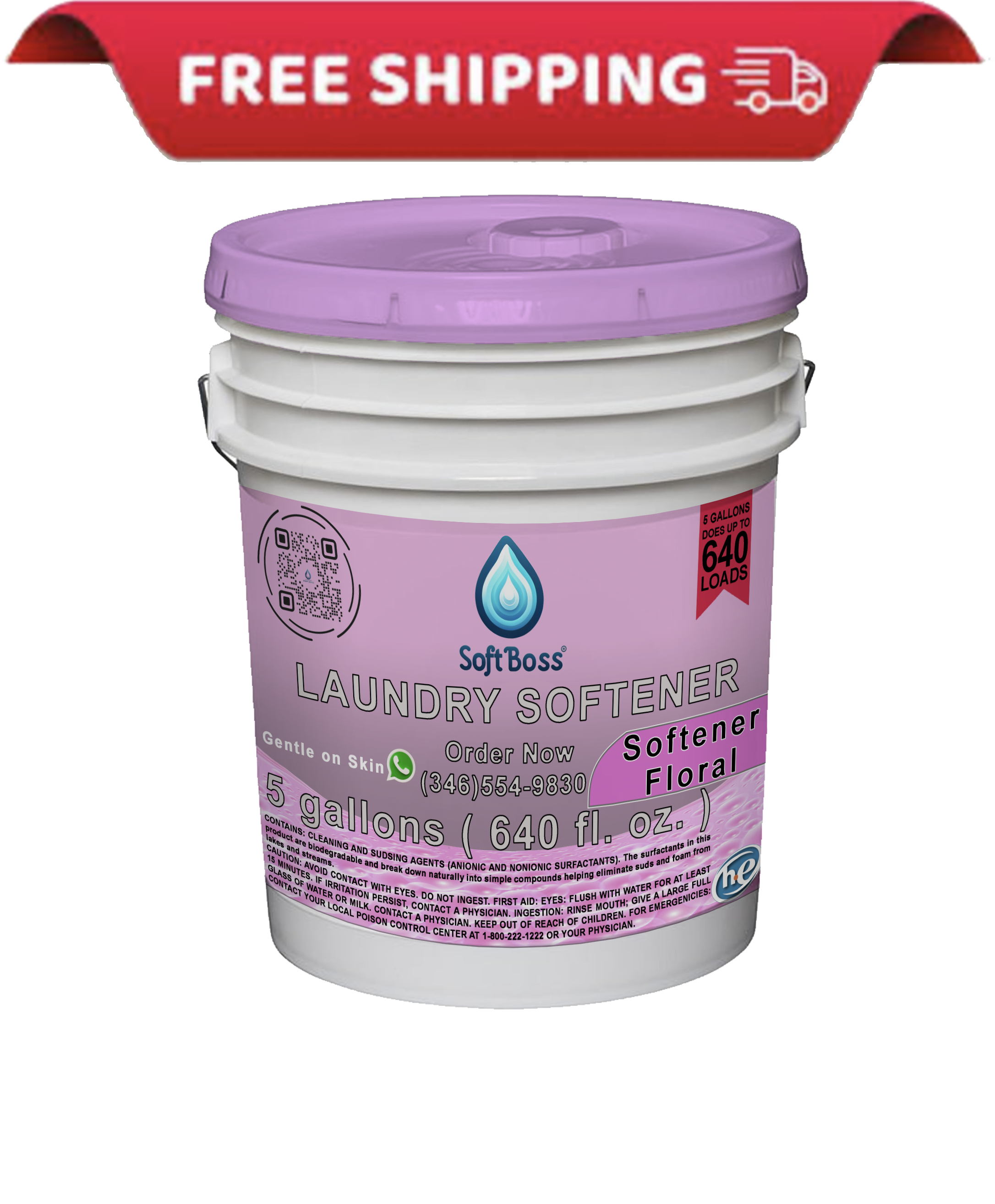 Soft Boss® 5 - Gallon Floral Fabric Softener - Fresh Flower Scent & Softness - Soap Boss
