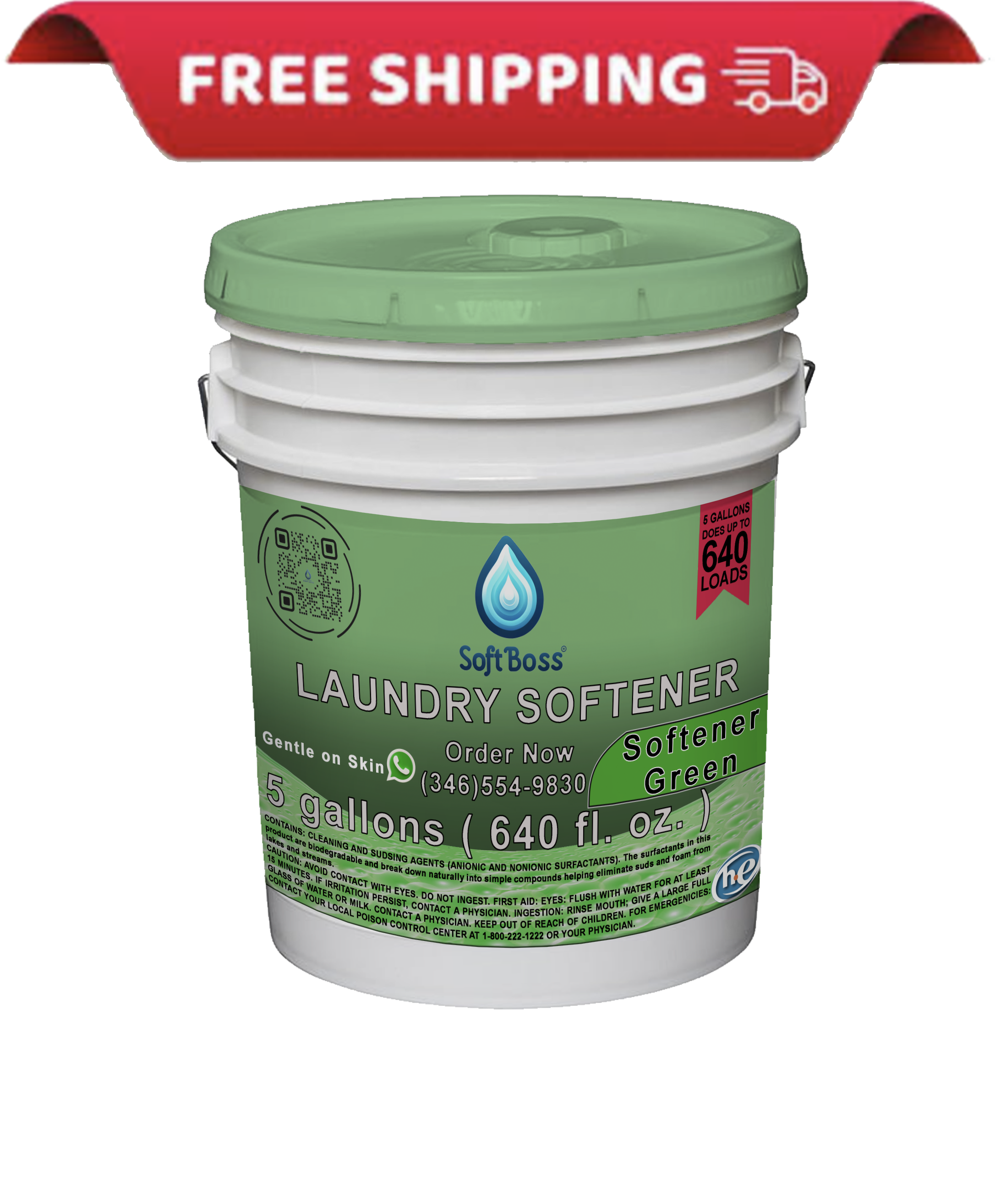 Soft Boss® 5 - Gallon Green Fabric Softener - Fresh Scent & Eco - Friendly Formula - Soap Boss