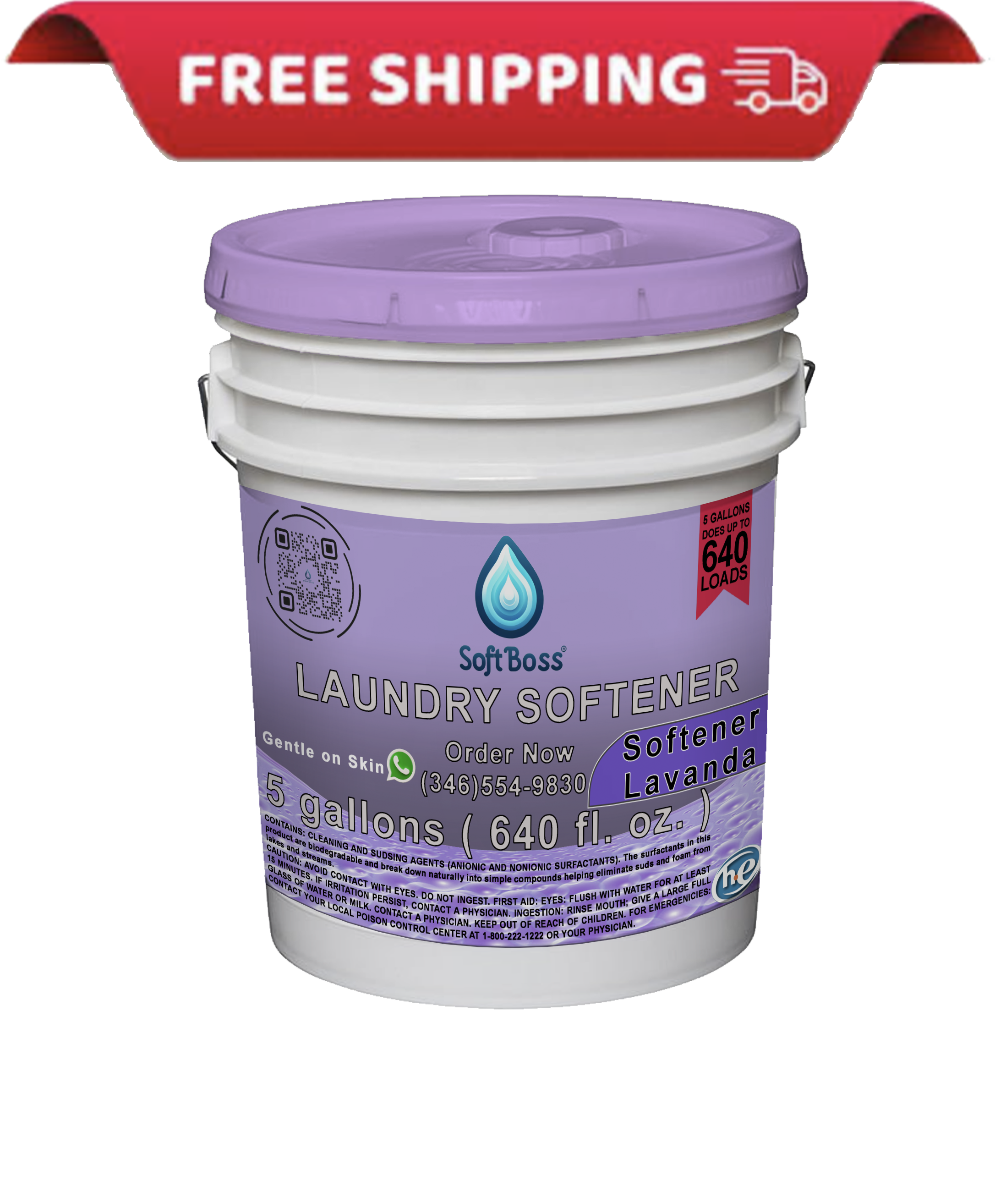 Soft Boss® 5 - Gallon Lavender Fabric Softener - Relaxing Scent & Ultimate Softness - Soap Boss