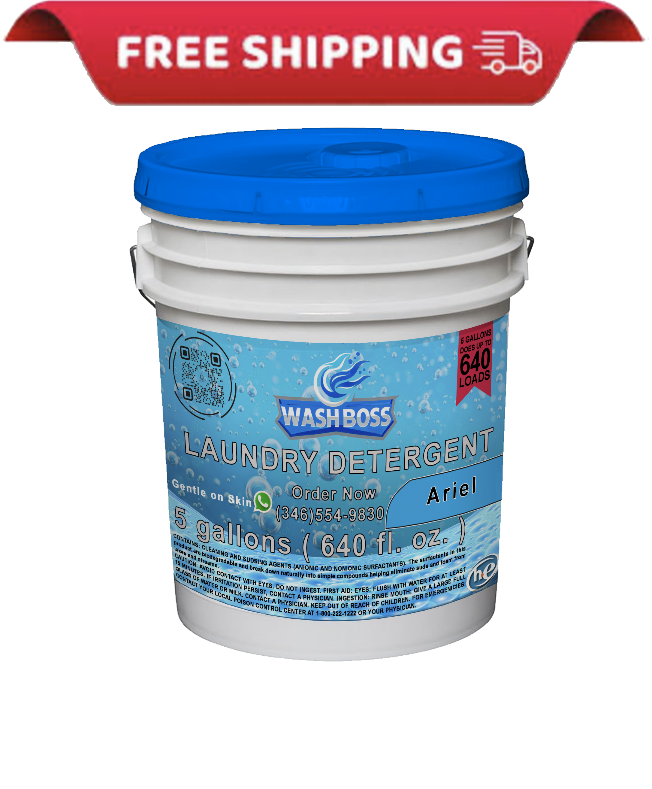 Wash Boss® 5 - Gallon Ariel Laundry Detergent - Powerful Cleaning & Fresh Scent - Soap Boss