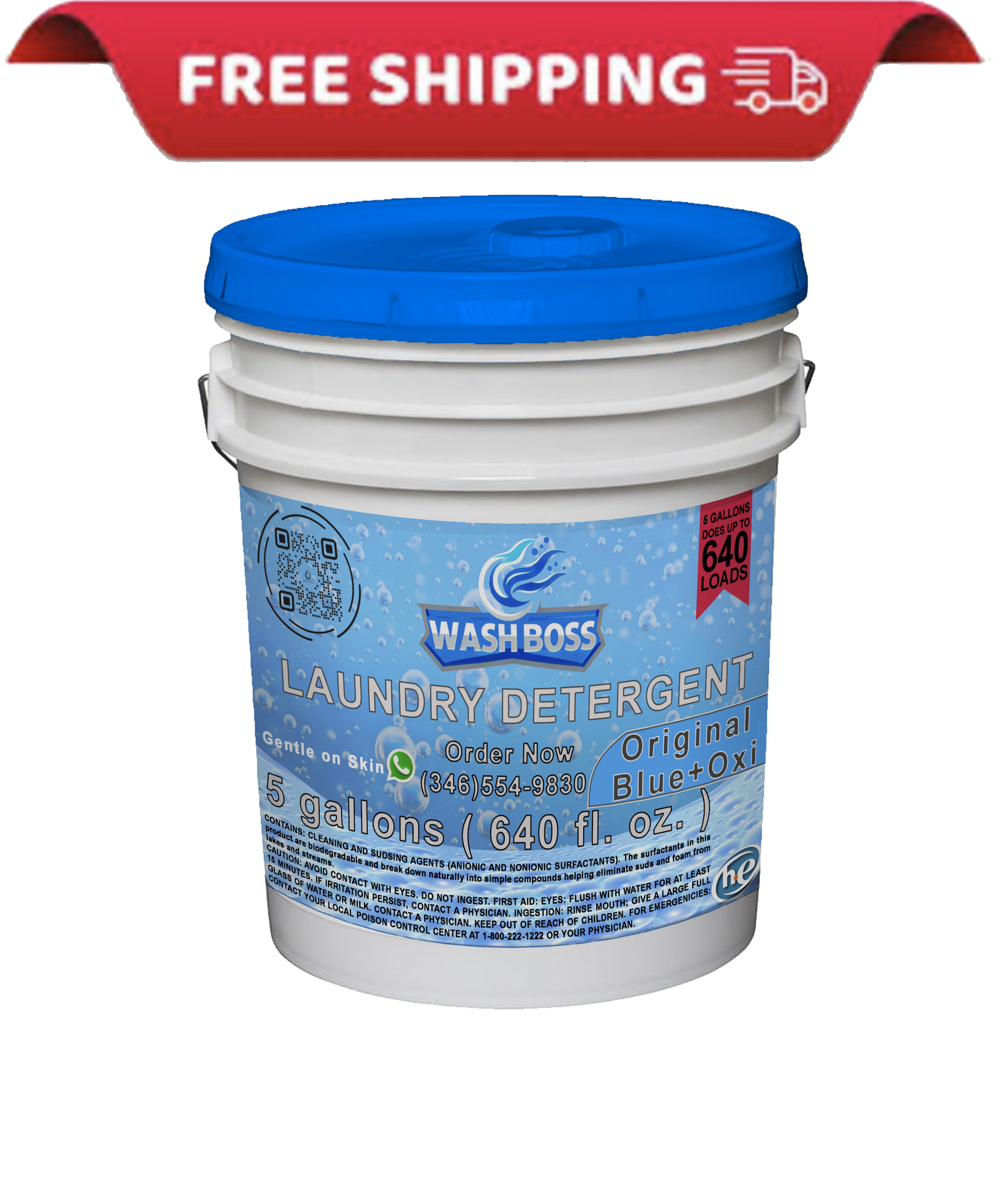 Wash Boss® 5 - Gallon Blue Laundry Detergent - Oxi - Powered for Deep Stain Removal - Soap Boss