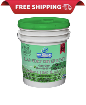 Wash Boss® 5 - Gallon Green Laundry Detergent - Febreze Freshness for Odor Elimination - Soap Boss