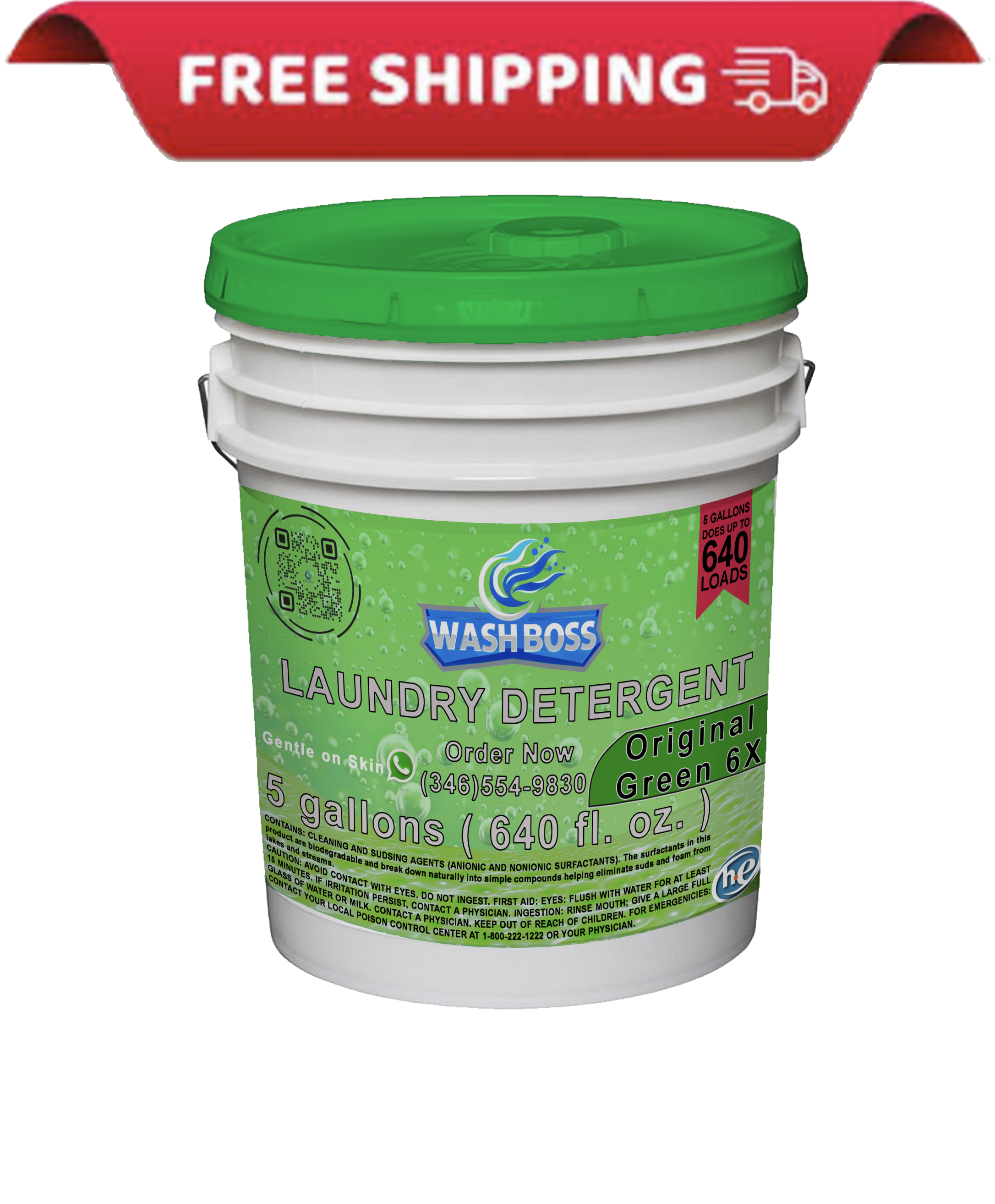 Wash Boss® Green 6X Concentrated Laundry Detergent - 5 - Gallon Heavy Duty Cleaning Power - Soap Boss
